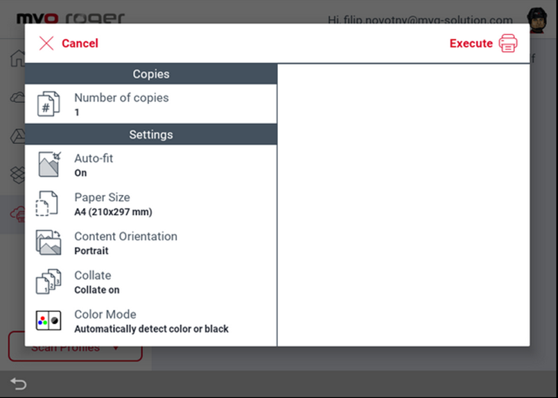 Universal print  options