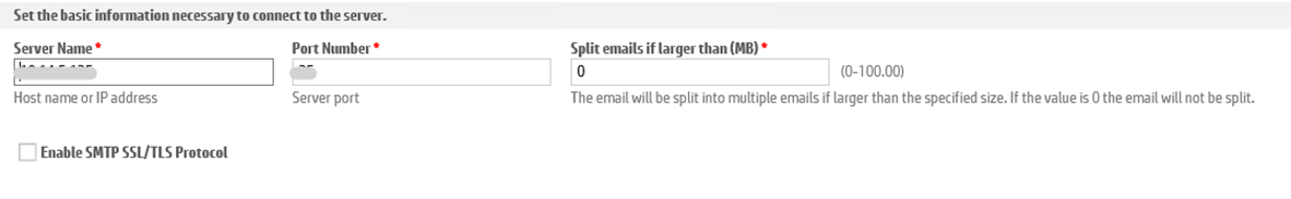 Enter the SMTP address and server port