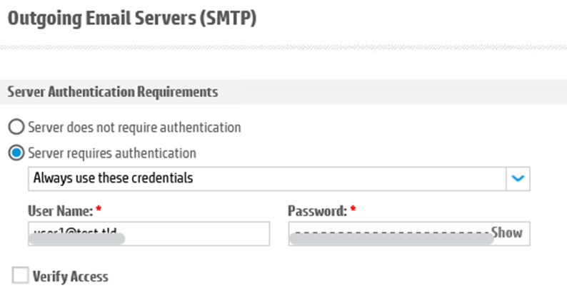 SMTP server configuration - authentication configuration