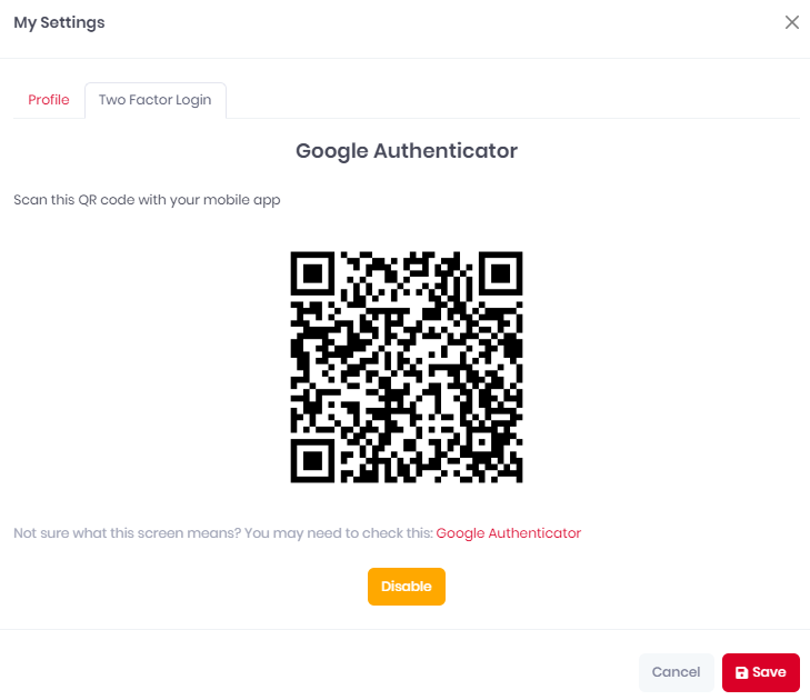 Scan the Google Authenticator QR code