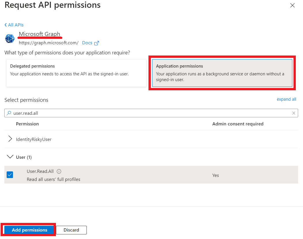 Adding API permissions