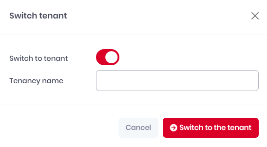 Switch tenant pop-up window