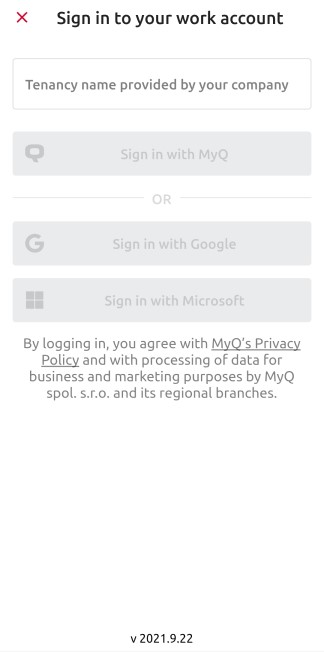Work account sign in options
