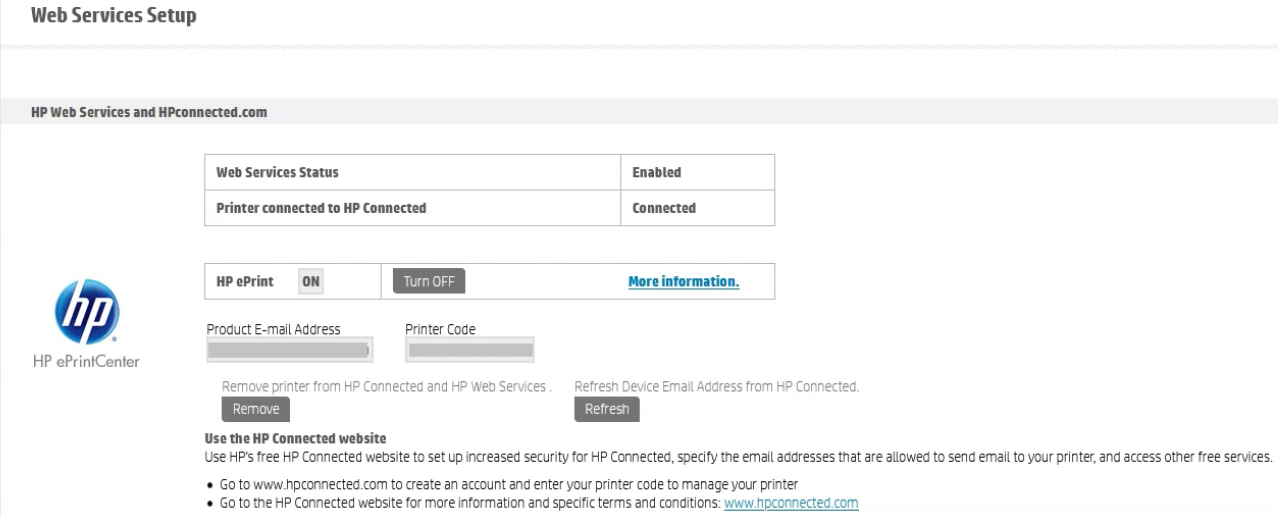 Web services settings