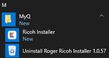 Ricoh installer or the start menu