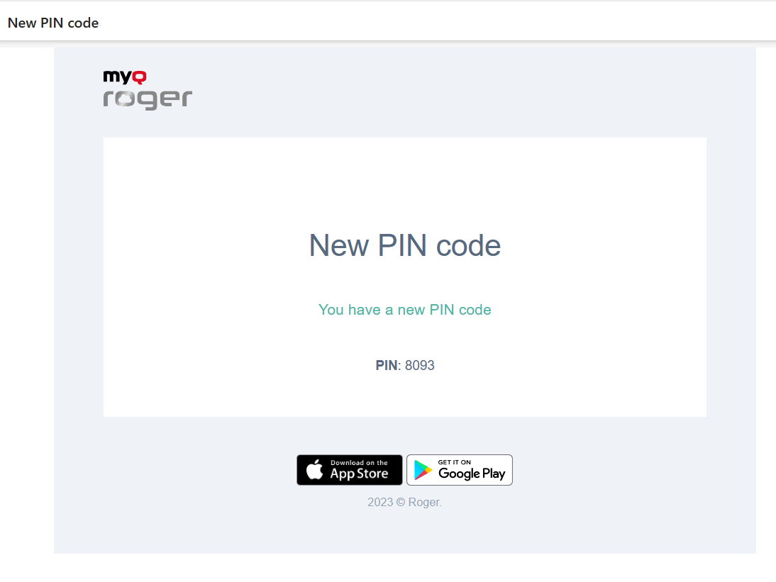 New PIN code