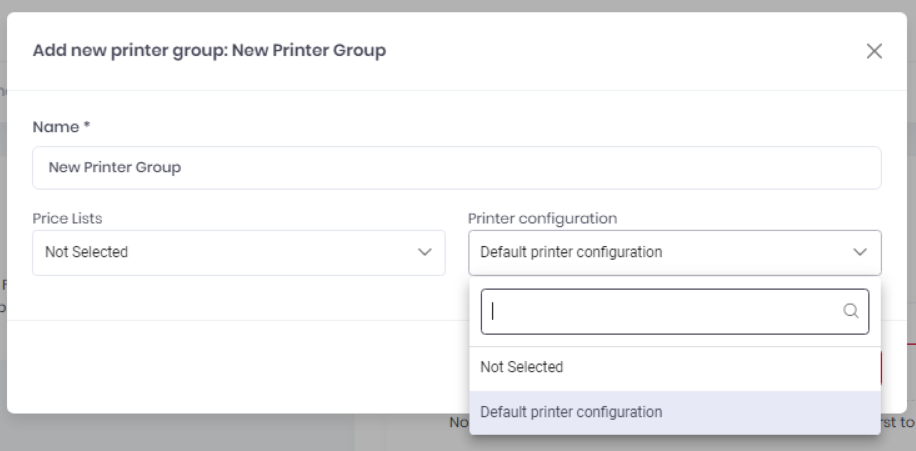 New Printer Group - choose configuration