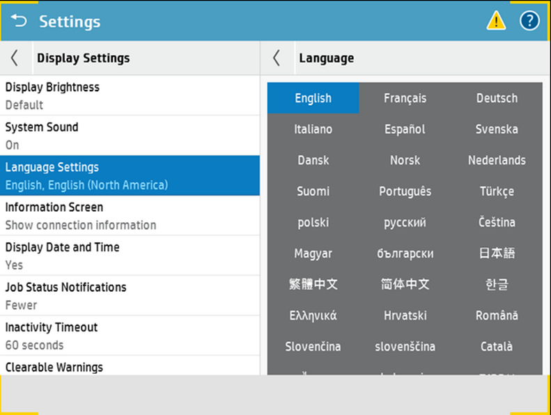 Device language settings