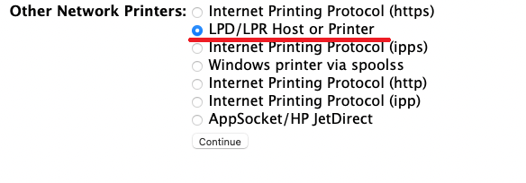 LPD-LPR Host or Printer option