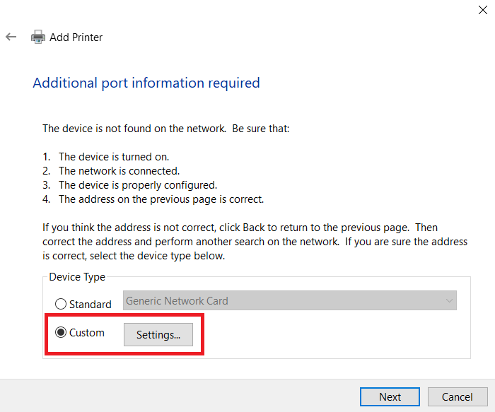 Additional port information window