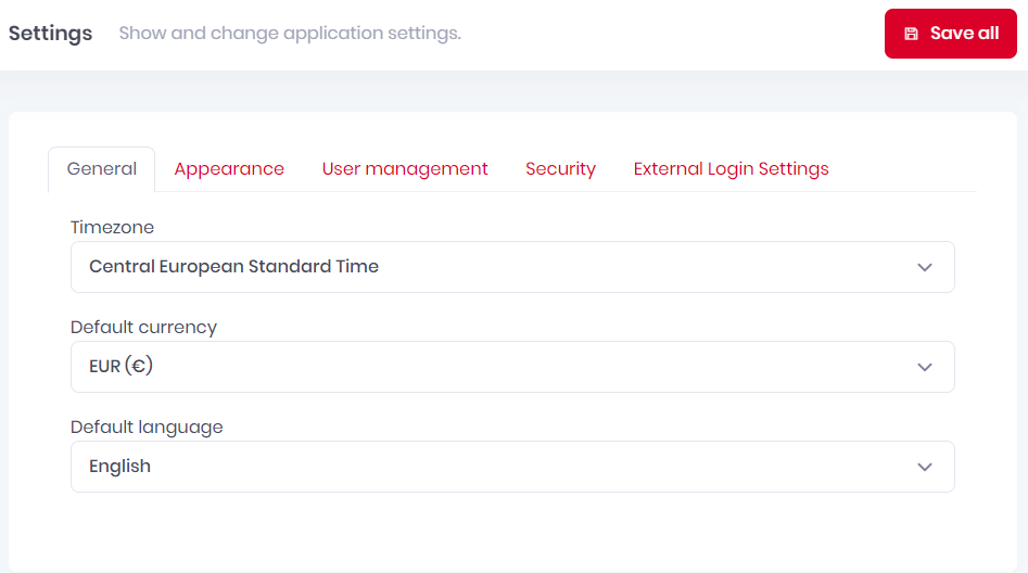 Default language setting in the MyQ Roger web UI