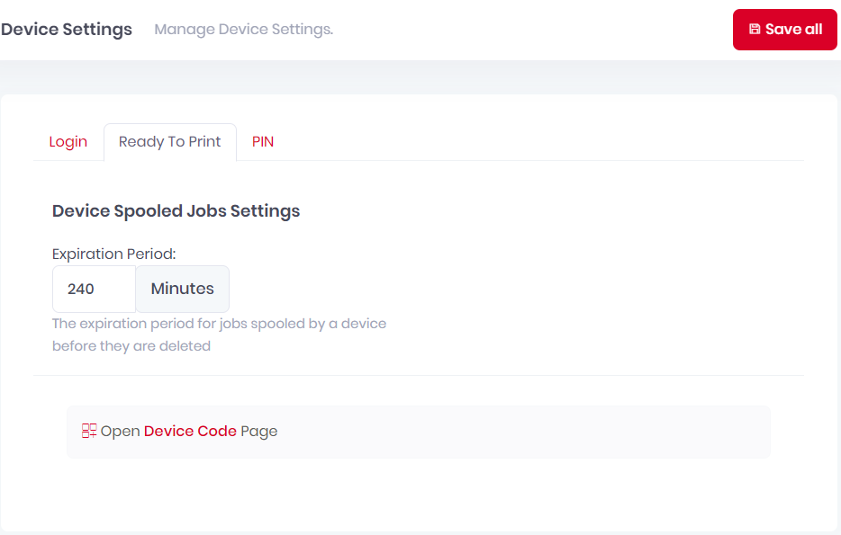 Device spooled jobs settings