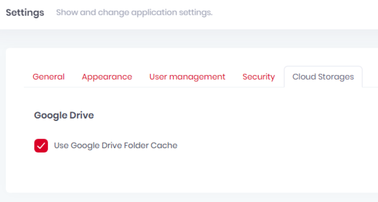 Settings - Cloud Storages Tab