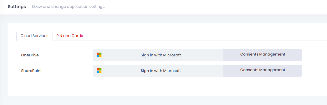 Sign in with Microsoft to Cloud storages options