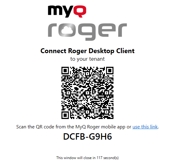 Connect to Roger Desktop Client with QR code