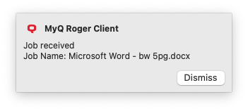 MyQ Roger Client notifications