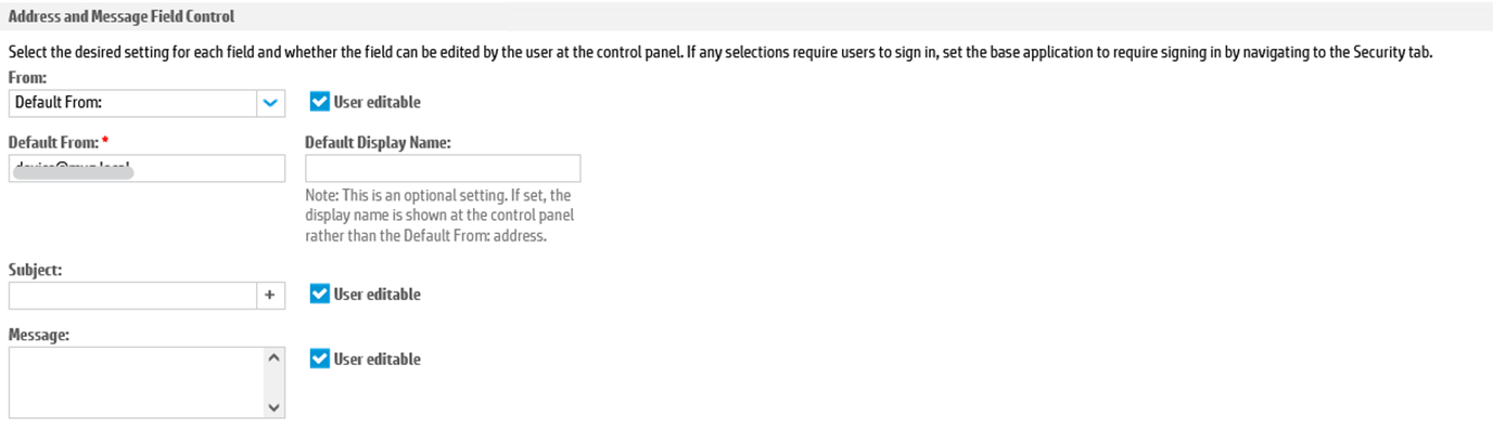 Configure the address book and message field control