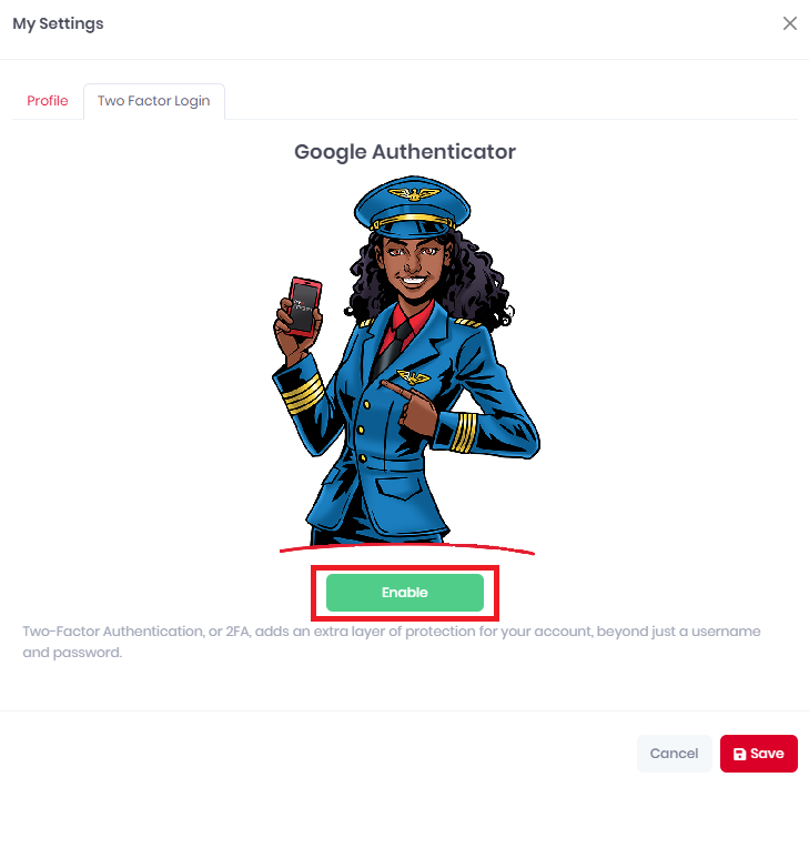 Enable Google Authenticator