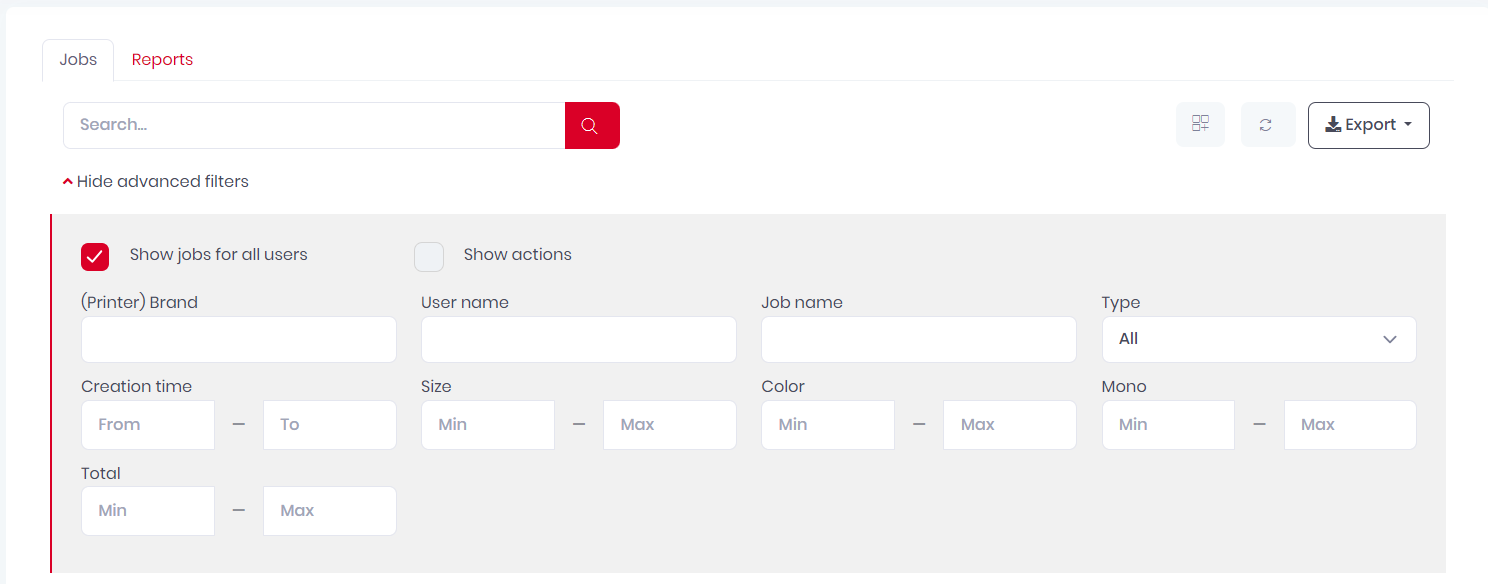 Job filters