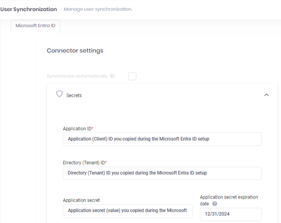 Microsoft Entra ID connection - user synchronization