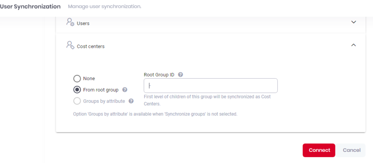 Cost Centers - User Synchronization from a group