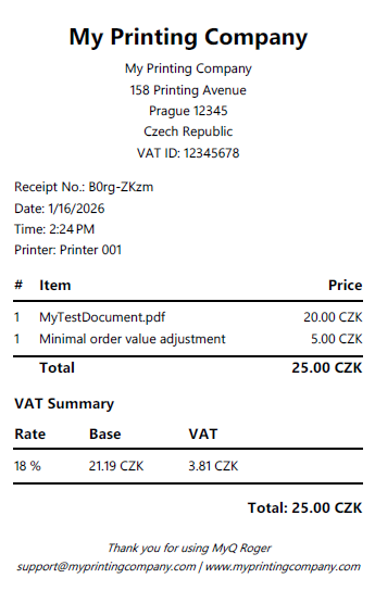 Sample receipt.